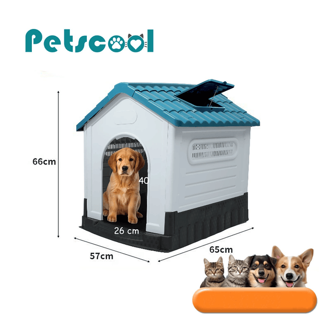 Casa para Perros Razas Pequeñas a Medianas Petscool Plástico Resistente con Ventilación