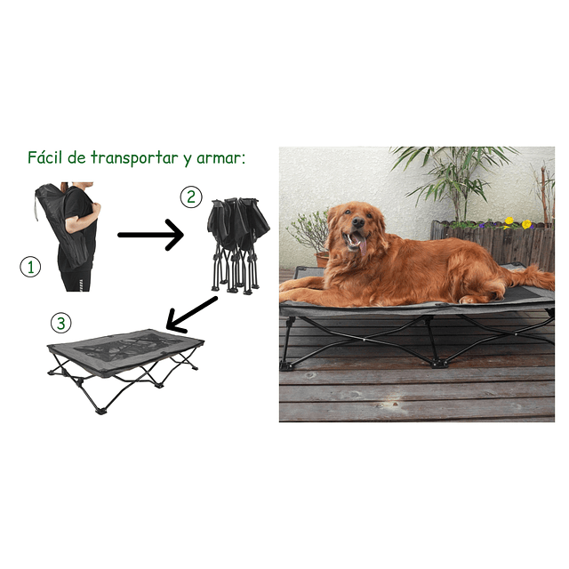 Cama Elevada Plegable para Perro Talla L PetsCool Soporta 90 kg
