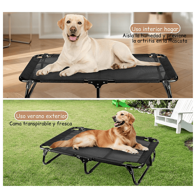 Cama Elevada para Perro PetsCool Talla M Plegable 30 KG Negra