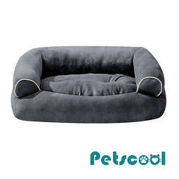 Cama Sofá para Perros Grandes y Medianos PetsCool L 105 x 65 cm Gris oscuro Lavable y Ortopédica