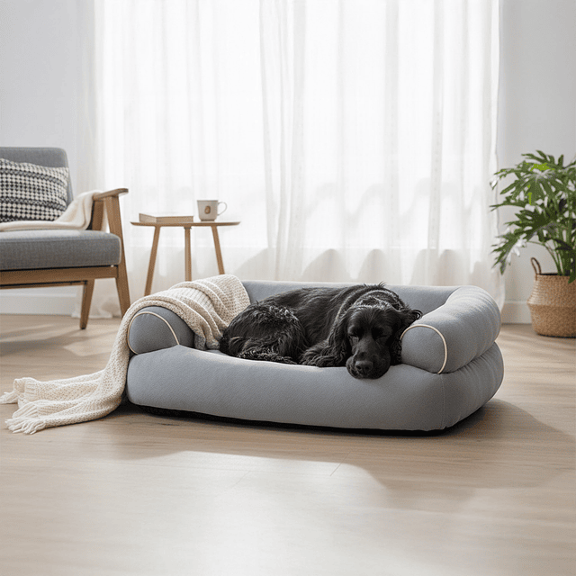 Cama Sofá para Perros medianos PetsCool M 70x55 cm Gris Lavable y Ortopédica