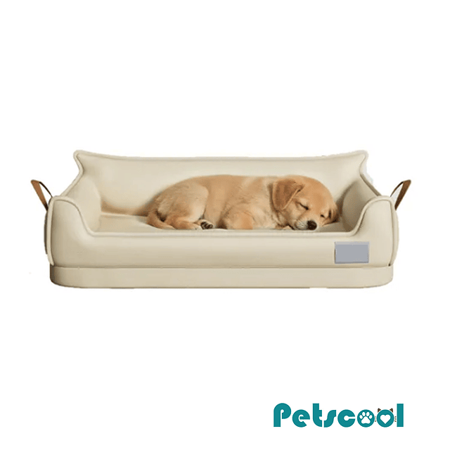 Cama Sofá de Perro PetsCool 4 Estaciones Impermeable Eco cuero Beige Talla S hasta 15 kg