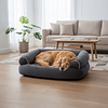Cama Sofá para Perros Grandes y Medianos PetsCool L 105 x 65 cm Gris oscuro Lavable y Ortopédica