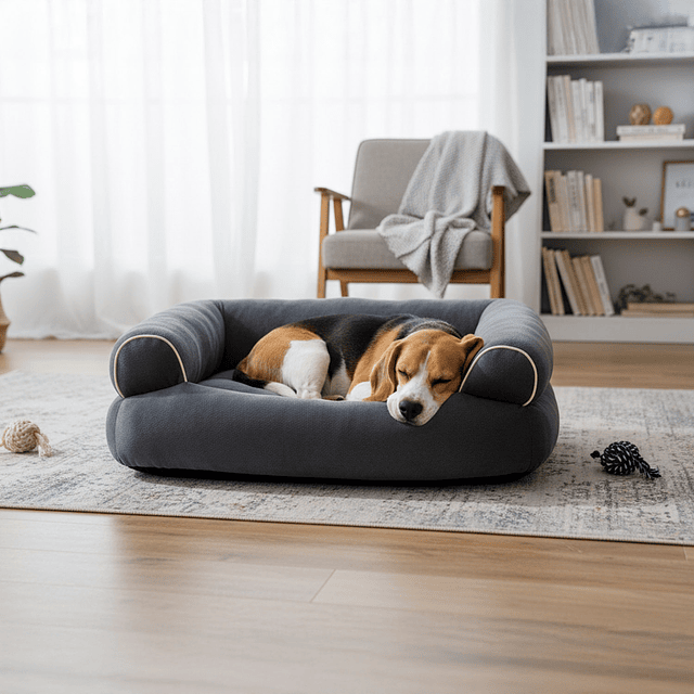 Cama Sofá para Perros Grandes y Medianos PetsCool L 105 x 65 cm Gris oscuro Lavable y Ortopédica