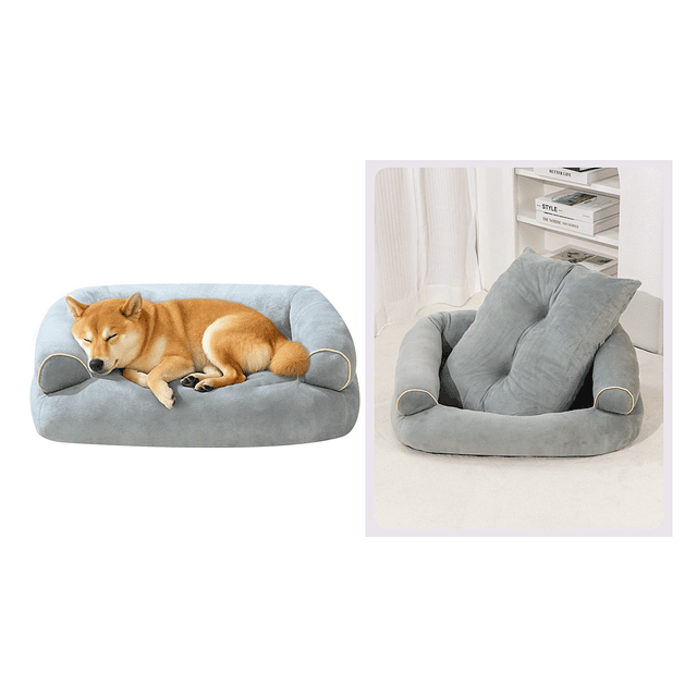 Cama Sofá para Perros medianos PetsCool M 70x55 cm Gris Lavable y Ortopédica