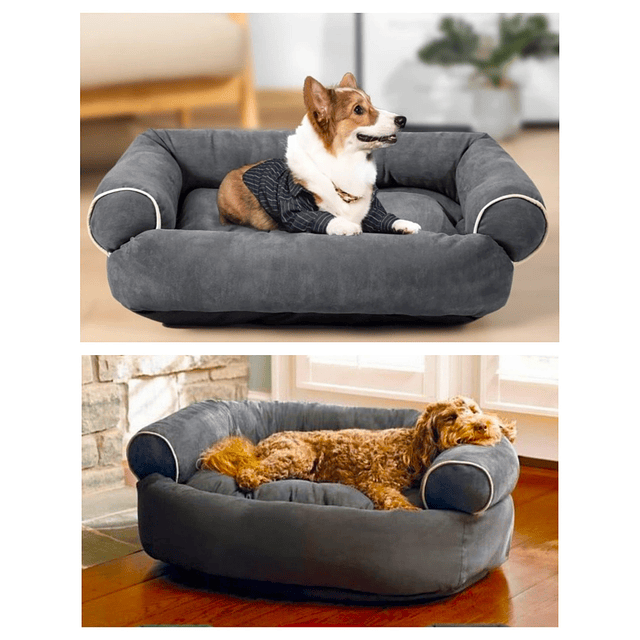 Cama Sofá para Perros Grandes y Medianos PetsCool L 105 x 65 cm Gris oscuro Lavable y Ortopédica