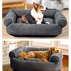 Cama Sofá para Perros Grandes y Medianos PetsCool L 105 x 65 cm Gris oscuro Lavable y Ortopédica