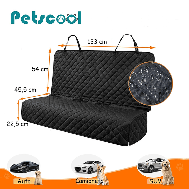 Funda Cubre Asiento Auto/SUV/Camioneta PetsCool Impermeable Negro
