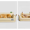 Cama Sofá de Perro PetsCool 4 Estaciones Impermeable Eco cuero Beige Talla M hasta 25 kg