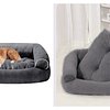 Cama Sofá para Perros Grandes y Medianos PetsCool L 105 x 65 cm Gris oscuro Lavable y Ortopédica