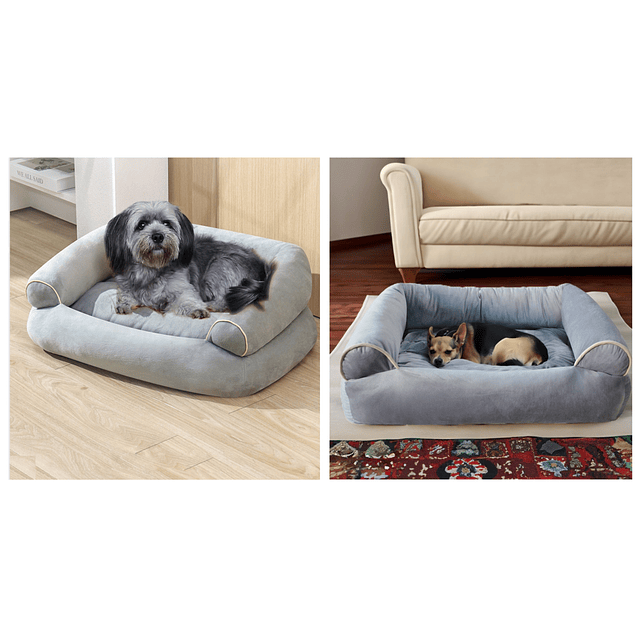 Cama Sofá para Perros medianos PetsCool M 70x55 cm Gris Lavable y Ortopédica