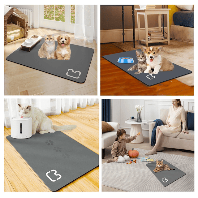 Alfombra Multifunción Impermeable Antideslizante PetsCool Gris- Secado Rápido y Extra Absorbente