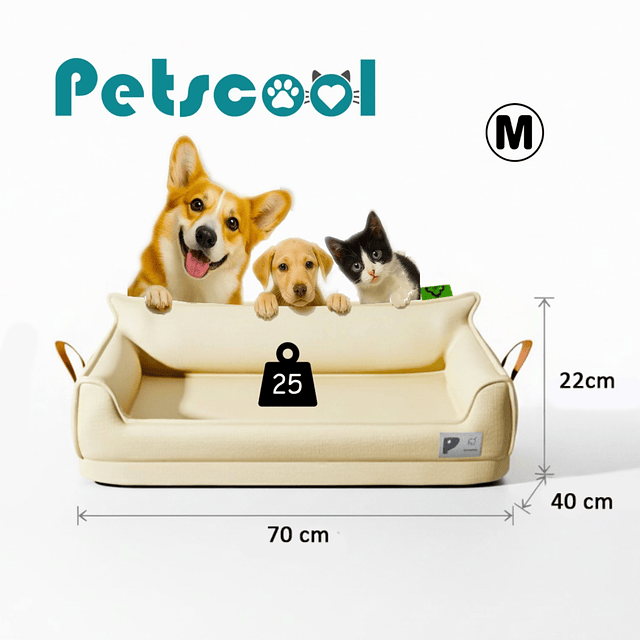 Cama Sofá de Perro PetsCool 4 Estaciones Impermeable Eco cuero Beige Talla M hasta 25 kg