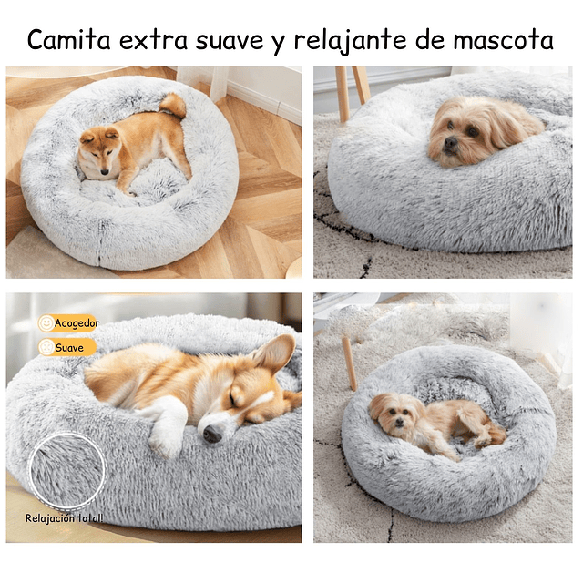 Cama Nido Relajante para Mascotas M PetsCool Gris 60 cm Antiansiedad