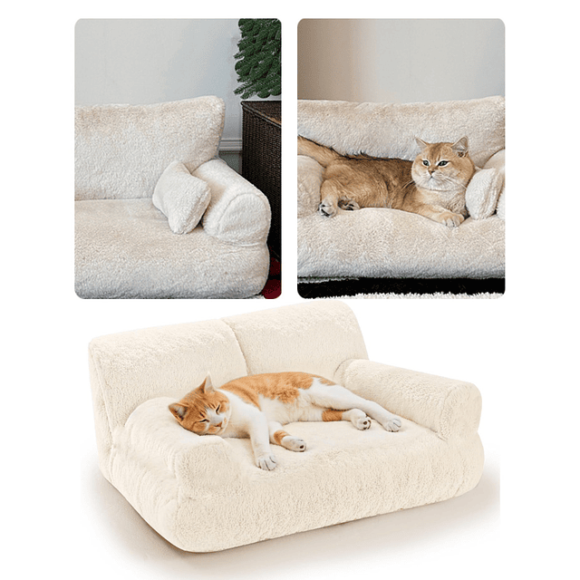 Cama Sofá Antiestrés Perro Gato M Beige Lavable PetsCool