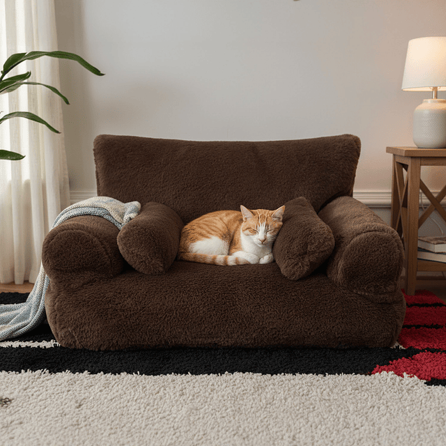 Cama Sofá Antiestrés Perro Gato M Cafe Lavable PetsCool