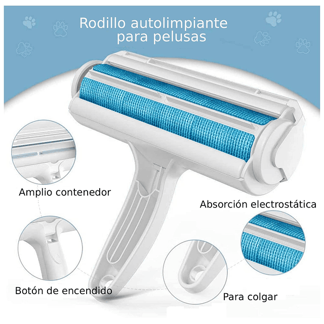 Rodillo Removedor de Pelos Mascotas PetsCool Reutilizable Sin Repuestos