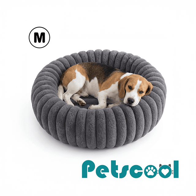 Cama Nido Donut Mascotas M PetsCool Gris 60 cm Antiansiedad Perro Gato
