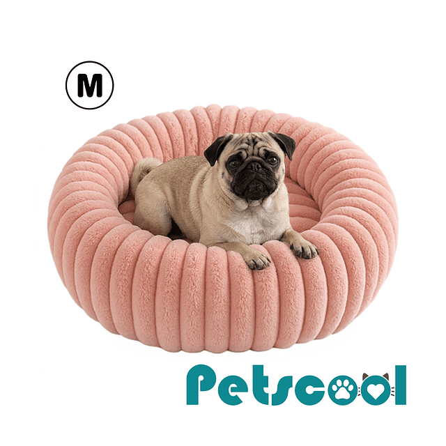 Cama Nido Donut Mascotas M PetsCool Rosa 60 cm Antiansiedad Perro Gato