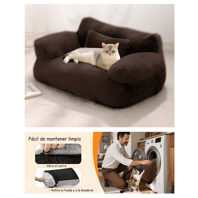 Cama Sofá Antiestrés Perro Gato M Cafe Lavable PetsCool