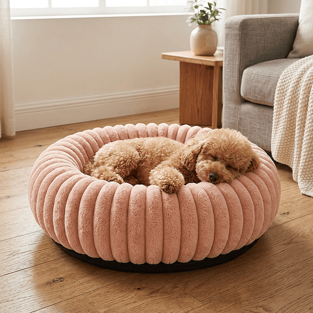 Cama Nido Donut Mascotas S PetsCool Rosa 50 cm Antiansiedad Perro Gato