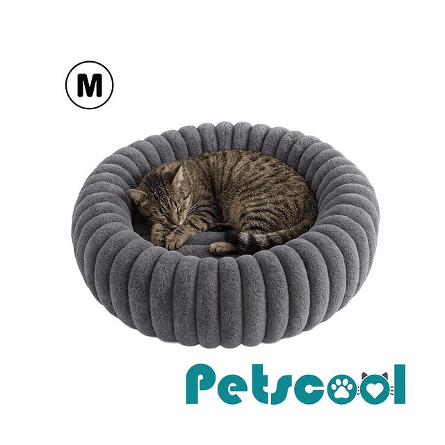 Cama Nido Donut Mascotas M PetsCool Gris 60 cm Antiansiedad Perro Gato