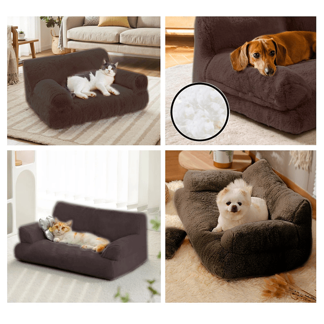 Cama Sofá Antiestrés Perro Gato M Cafe Lavable PetsCool