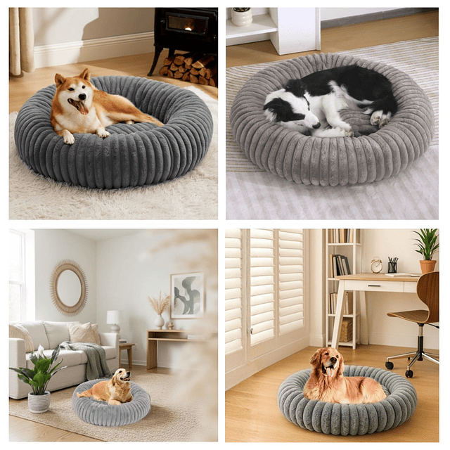 Cama Nido Donut Mascotas L PetsCool Gris 70 cm Antiansiedad Multimascota