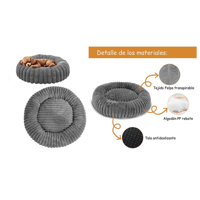 Cama Nido Donut Mascotas L PetsCool Gris 70 cm Antiansiedad Multimascota