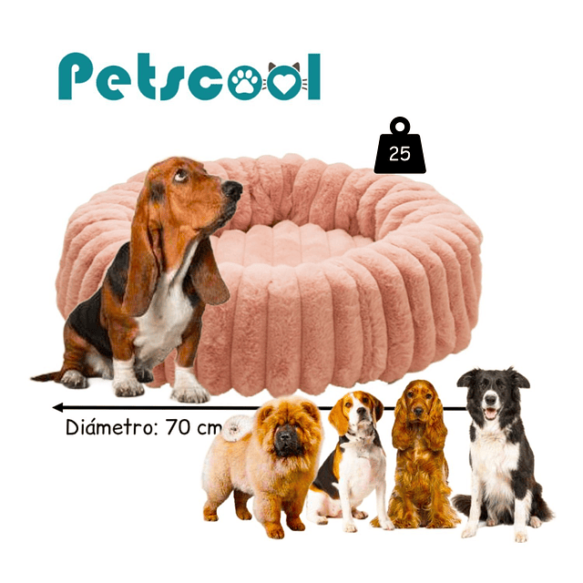 Cama Nido Donut Mascotas L PetsCool Rosa 70 cm Antiansiedad Multimascota