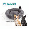 Cama Nido Donut Mascotas M PetsCool Gris 60 cm Antiansiedad Perro Gato