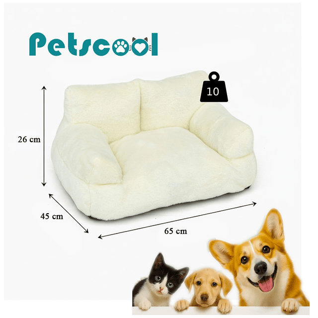 Cama Sofá Relajante Mascotas PetsCool M Beige Lavable y Ortopédica