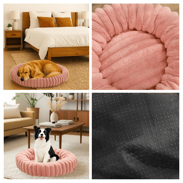 Cama Nido Donut Mascotas L PetsCool Rosa 70 cm Antiansiedad Multimascota