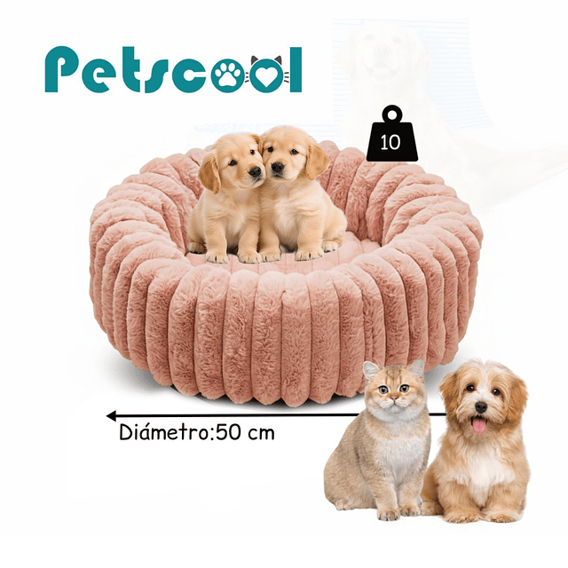 Cama Nido Donut Mascotas S PetsCool Rosa 50 cm Antiansiedad Perro Gato