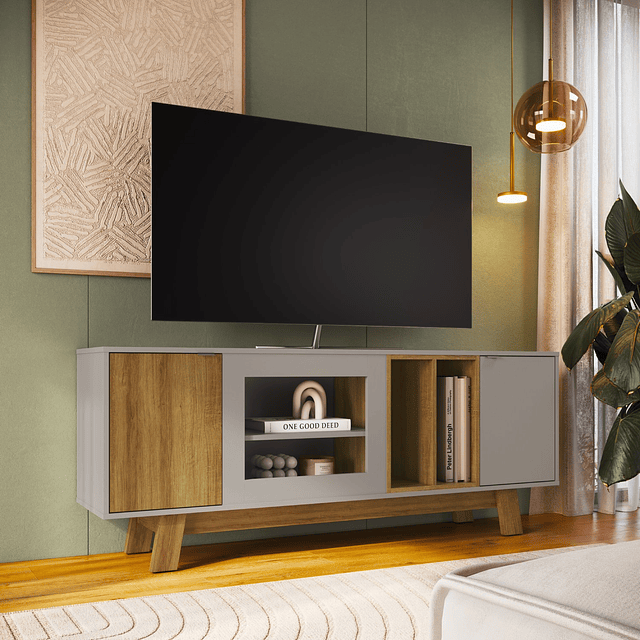 Rack de TV 65” Be Design Gris Miel Estilo Nórdico Robusto