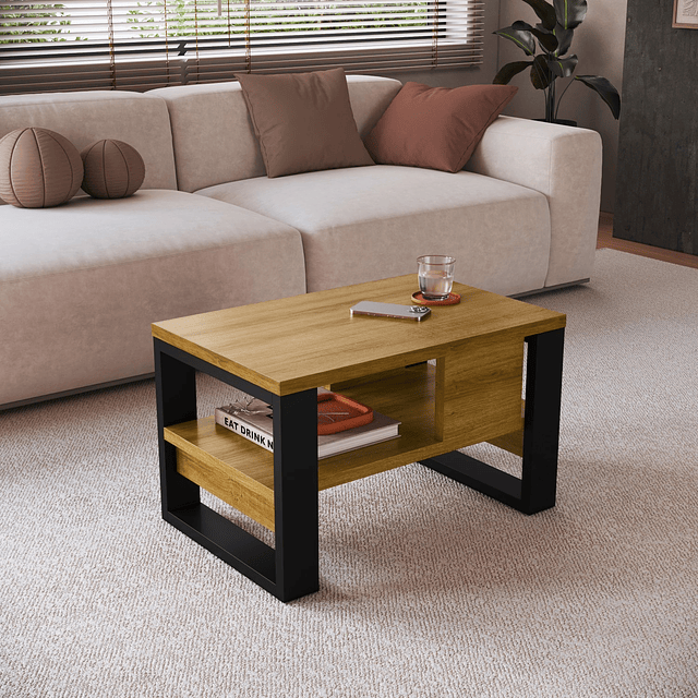 Mesa de Centro Moderna Industrial Be Design – Madera Negro  