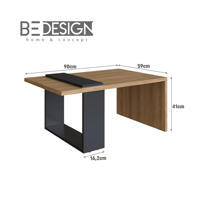 Mesa de Centro Nórdica Be Design Boho Miel Negro 90cm