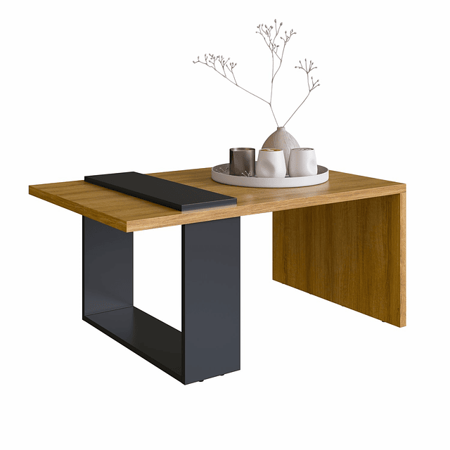 Mesa de Centro Nórdica Be Design Boho Miel Negro 90cm