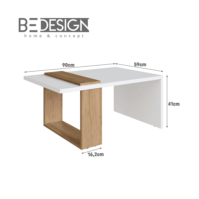 Mesa de Centro Nórdica Be Design Boho Blanco Miel 90cm