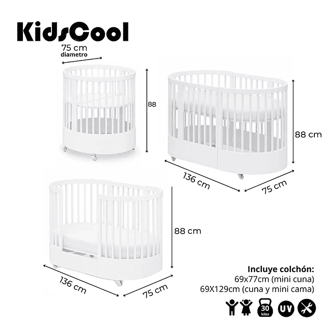 Cuna Progresiva Sognare Blanca - Preventa 16 de Abril