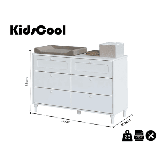 Bombita - Comoda 6 Cajones Blanca