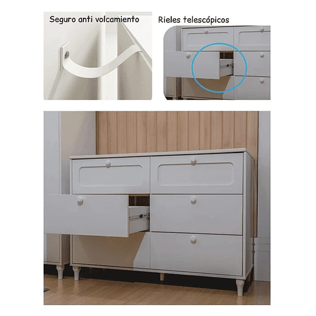 Bombita - Comoda 6 Cajones Blanca