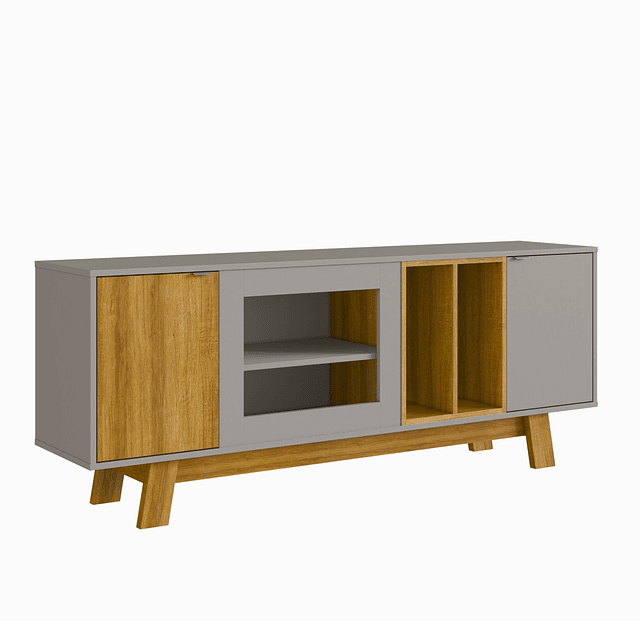 Bombita - Rack de TV 65” Be Design Gris Miel Estilo Nórdico Robusto