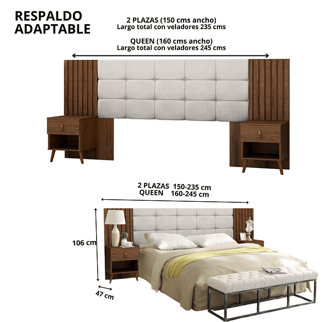 Bombita - Respaldo Box Lady Capitone Blanco Caramelo