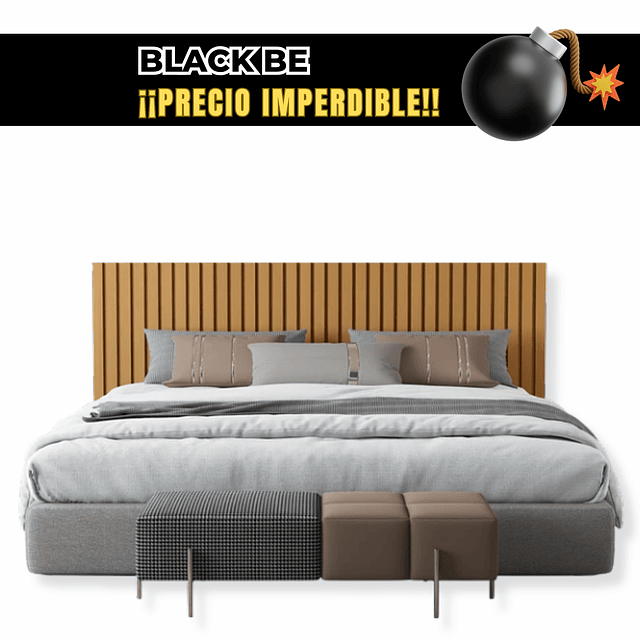 Bombita - Respaldo Panel King Madera Caramelo 24mm