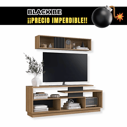 Bombita - Rack TV 60" Be Design con Repisa Aérea Miel Grafito