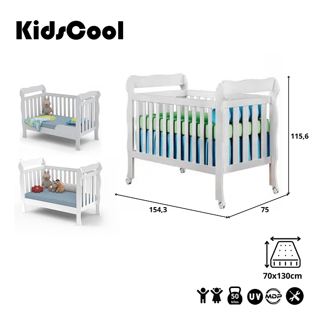 Cuna Blanca 3 Funciones Lila - COPIA