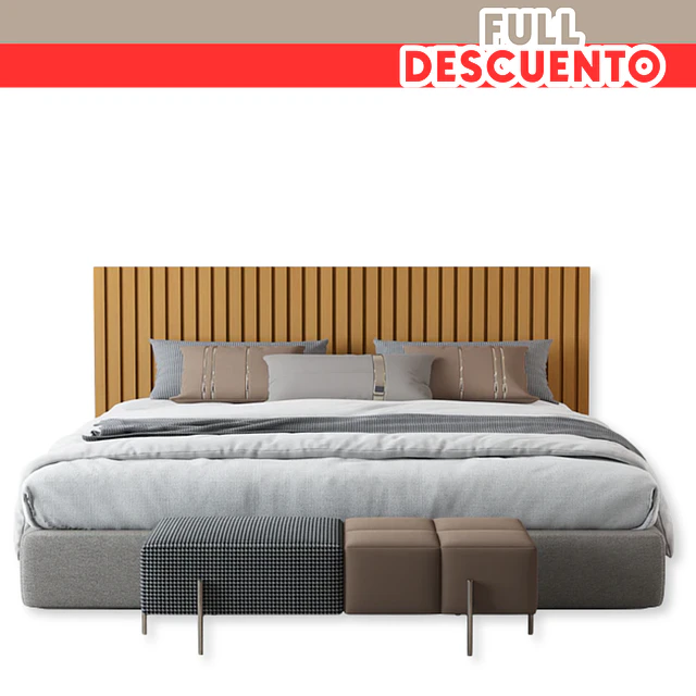 Full Descuento - Respaldo Panel King Madera Caramelo 24mm
