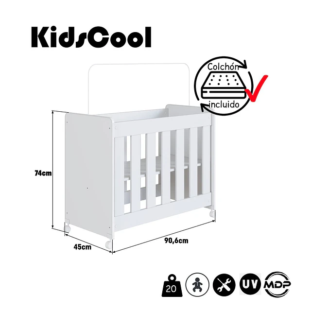 Mini Cuna Colecho 4 en 1 Blanca Con Colchón