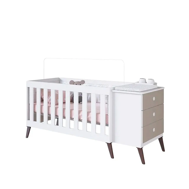 Cuna Con Cajonera Encanto Gris